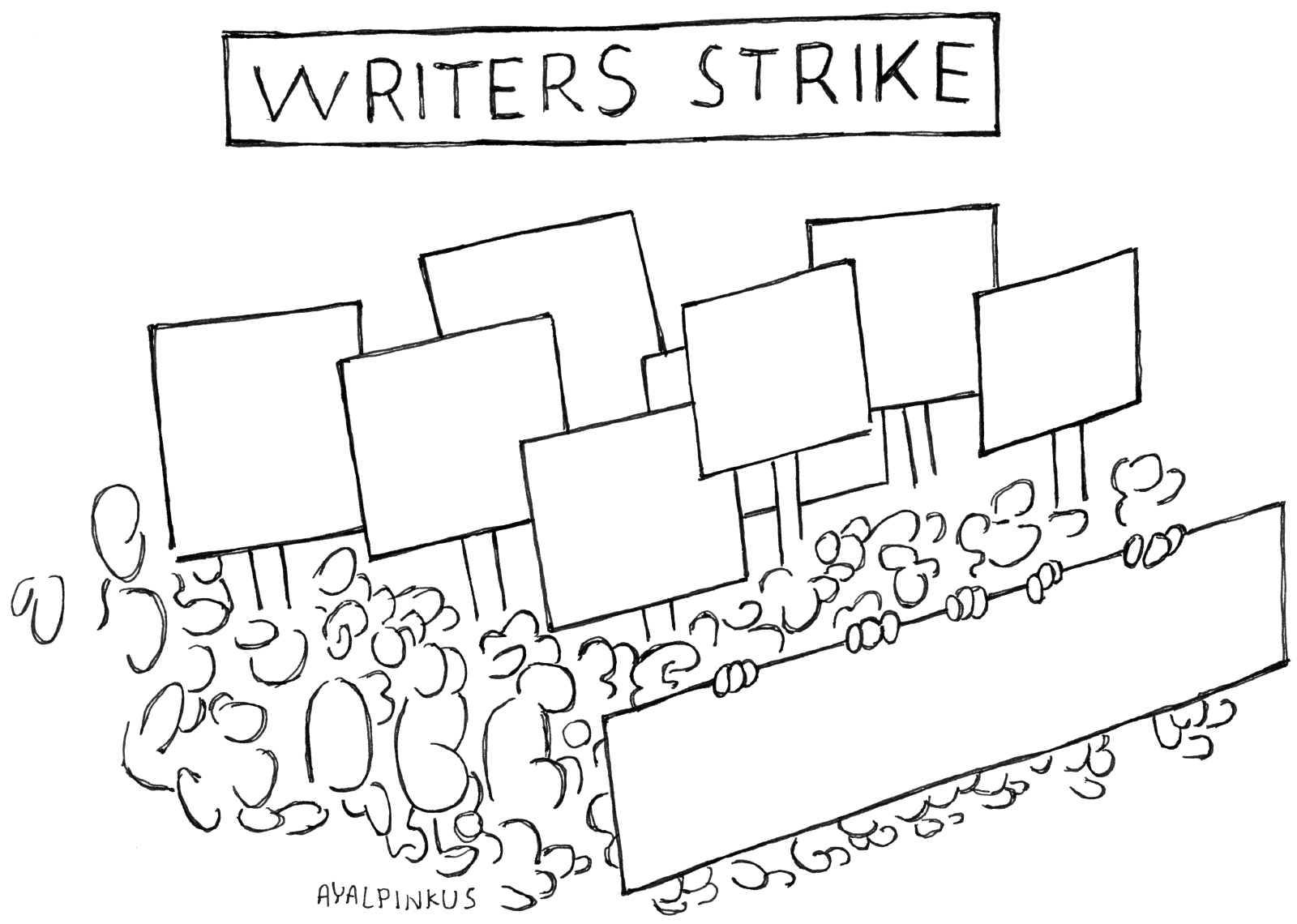 cartoon about writers on strike