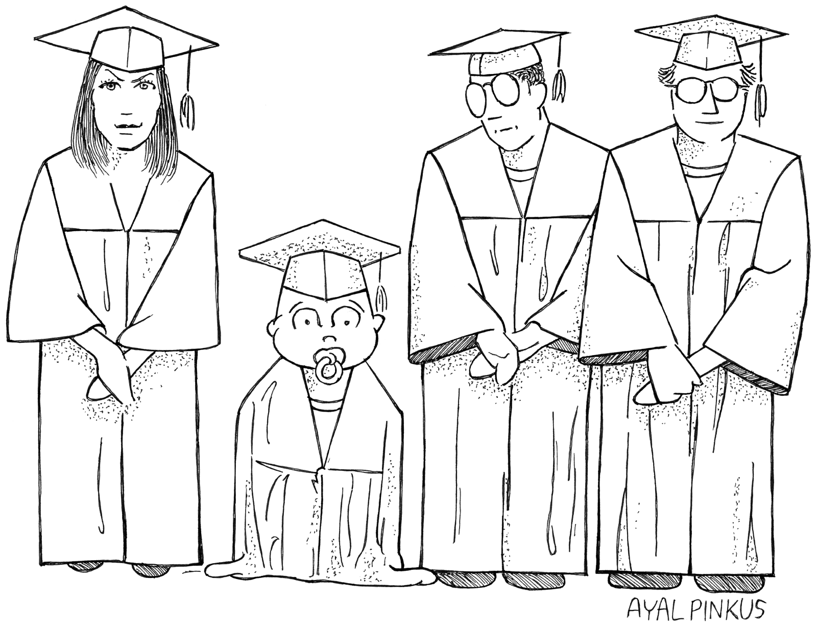 A cartoon about kids too young to be in university