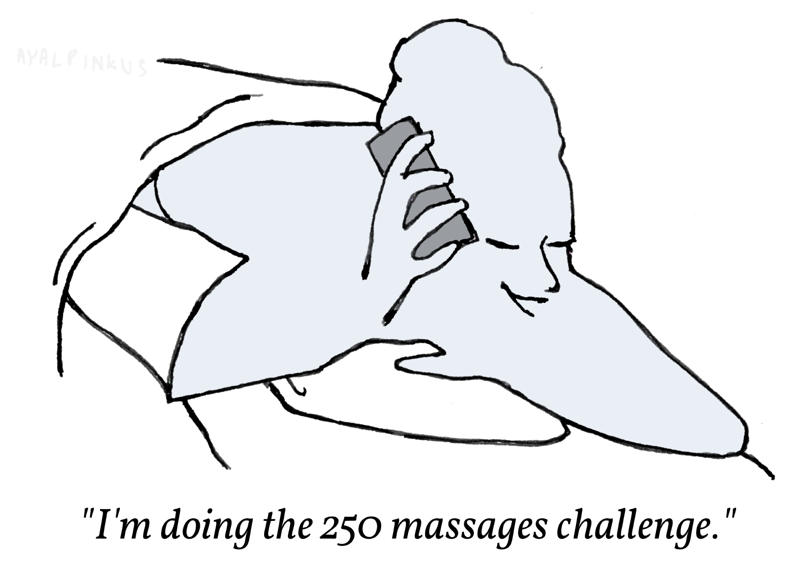 cartoon of a woman on the phone while she is getting a massage