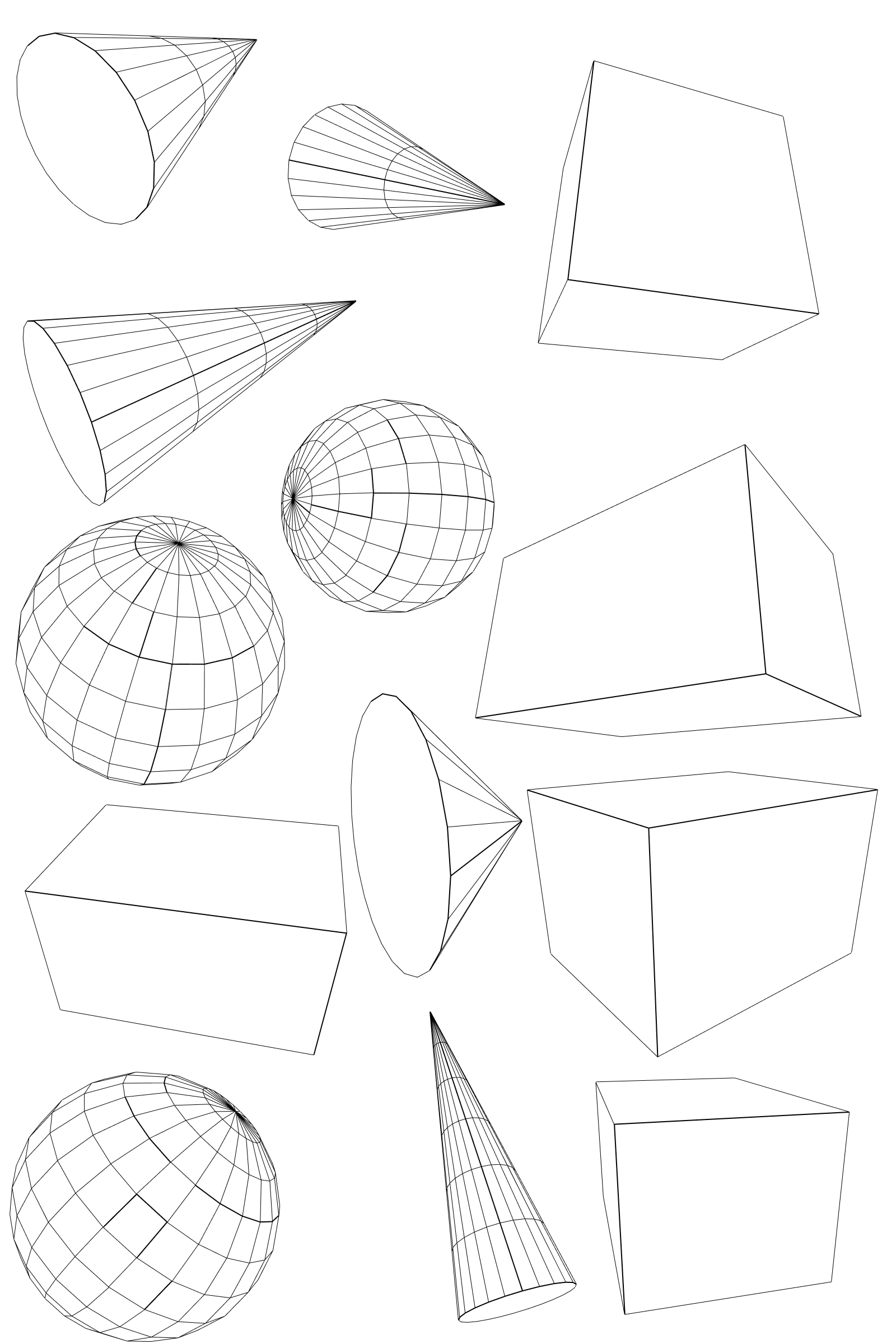 draw boxes spheres cones cylinders as a warm-up