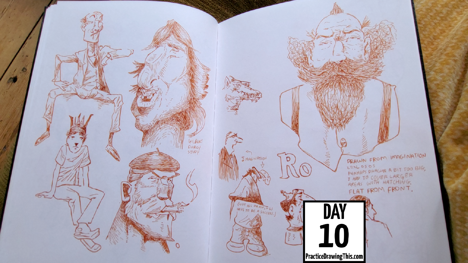 sketchbook pages from using my daily drawing habit tracker
